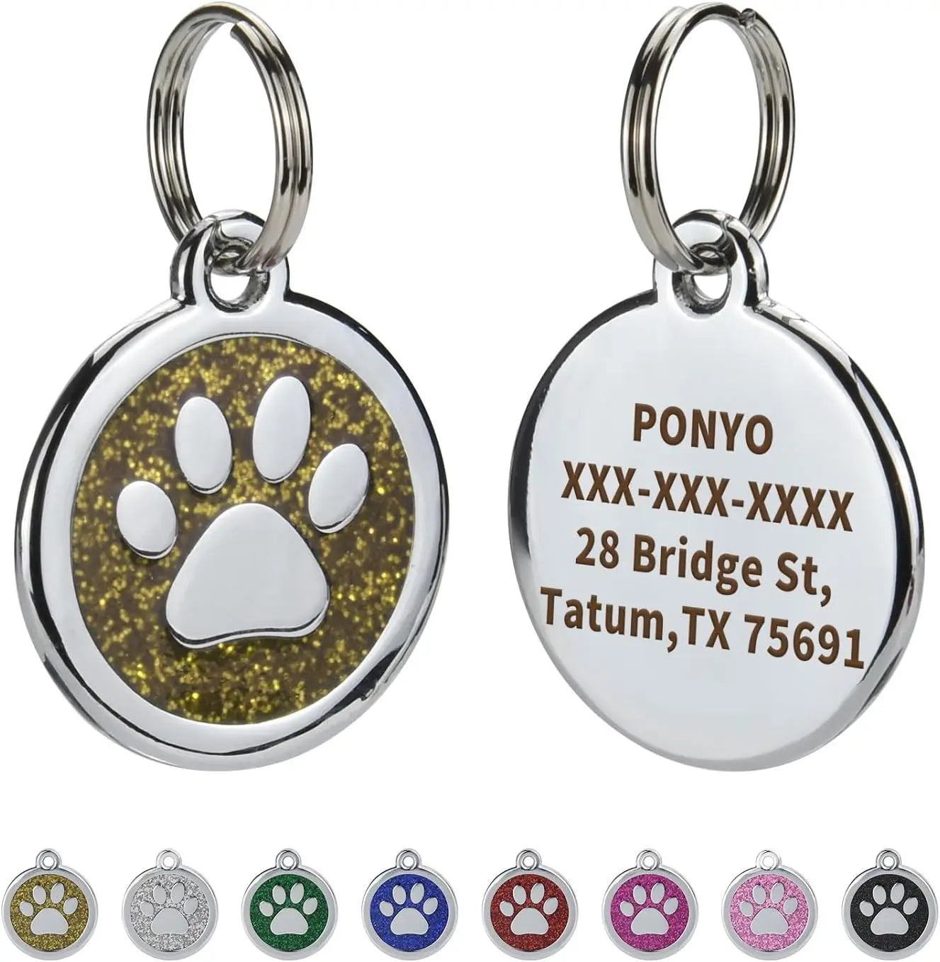 Médaille personnalisée pour chien et chat (Forme Ronde avec Patte au Centre)
