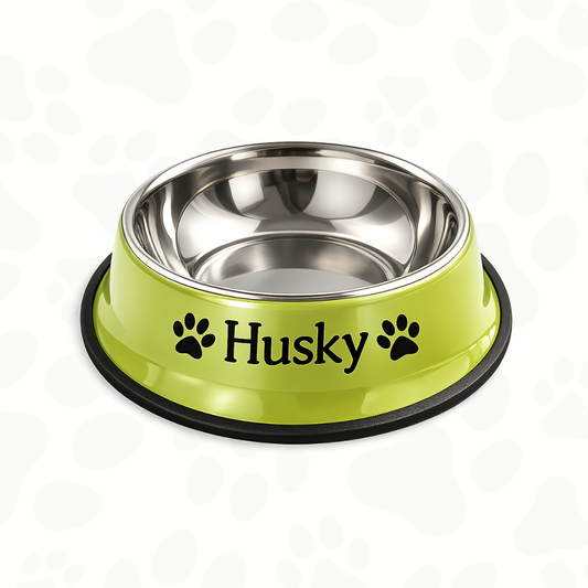 Personalized colored stainless steel dog bowl