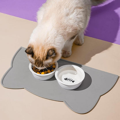 Tapis de gamelle en silicone (forme de chat)