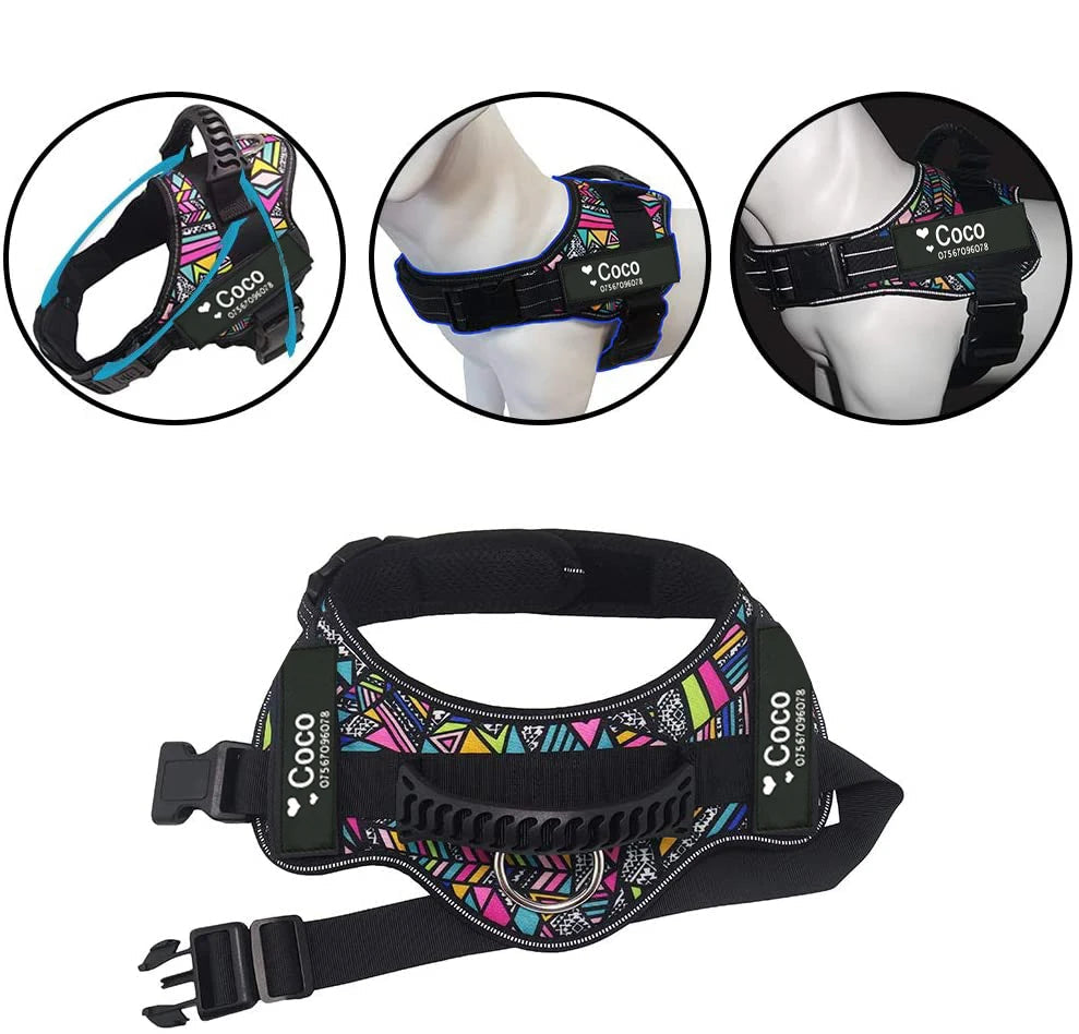 Harnais pour chien patch personnalisé avec poignée