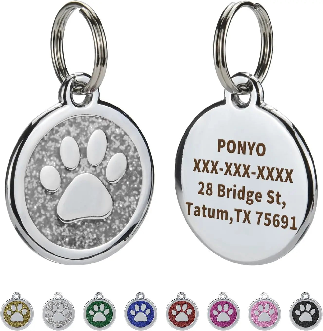 Médaille personnalisée pour chien et chat (Forme Ronde avec Patte au Centre)