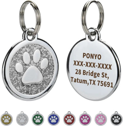 Médaille personnalisée pour chien et chat (Forme Ronde avec Patte au Centre)