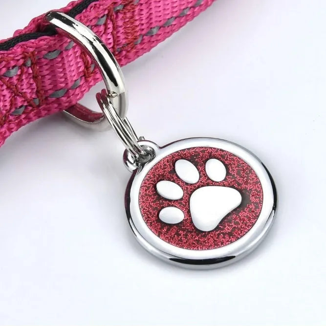 Médaille personnalisée pour chien et chat (Forme Ronde avec Patte au Centre)