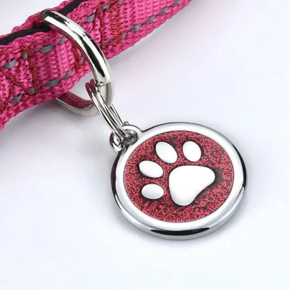 Médaille personnalisée pour chien et chat (Forme Ronde avec Patte au Centre)