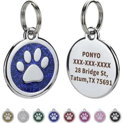 Médaille personnalisée pour chien et chat (Forme Ronde avec Patte au Centre)