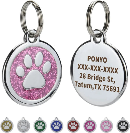 Médaille personnalisée pour chien et chat (Forme Ronde avec Patte au Centre)