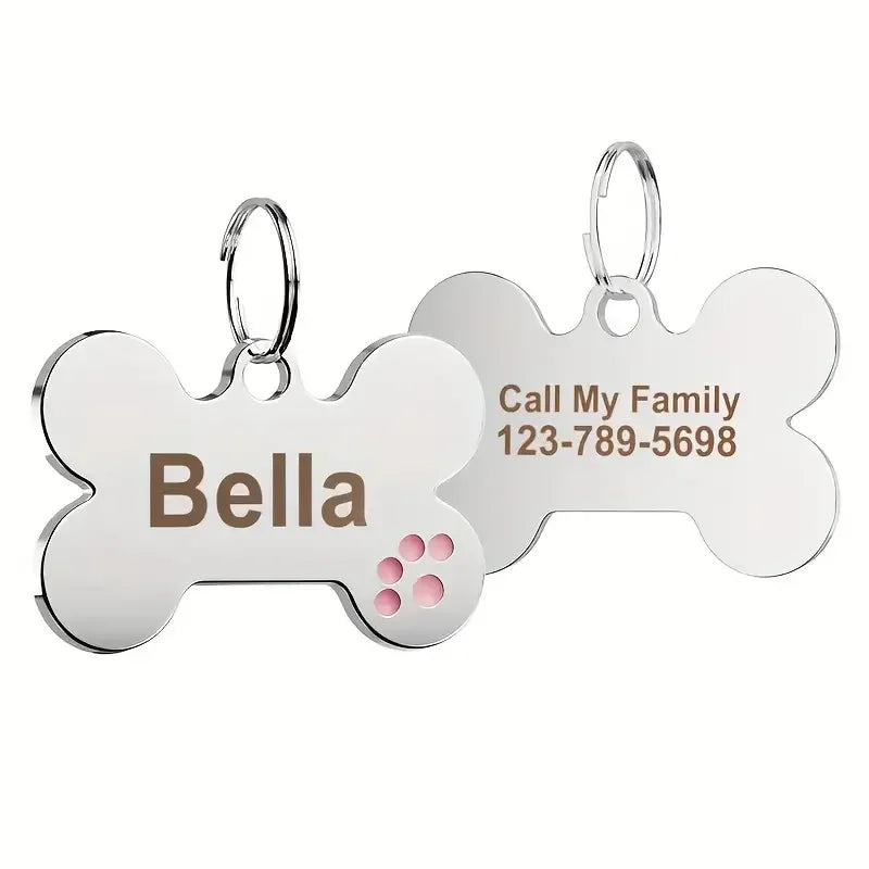 Médaille personnalisée pour chien et chat (Forme Os)
