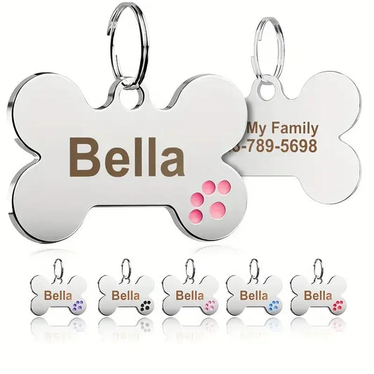 Médaille personnalisée pour chien et chat (Forme Os)