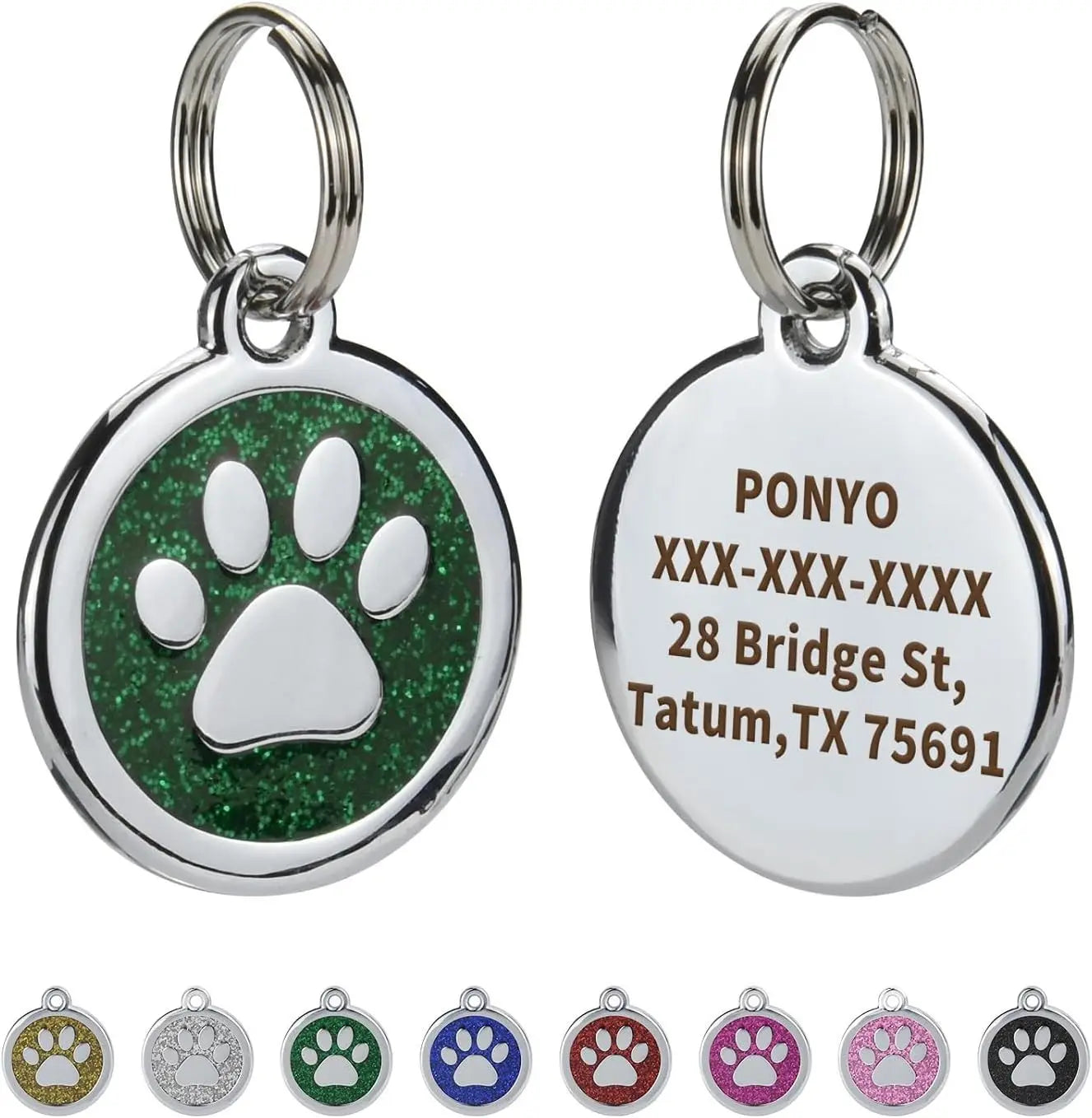 Médaille personnalisée pour chien et chat (Forme Ronde avec Patte au Centre)