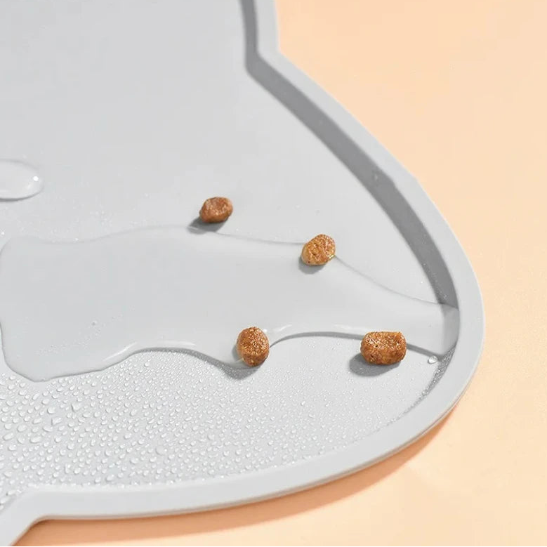 Tapis de gamelle en silicone (forme de chat)