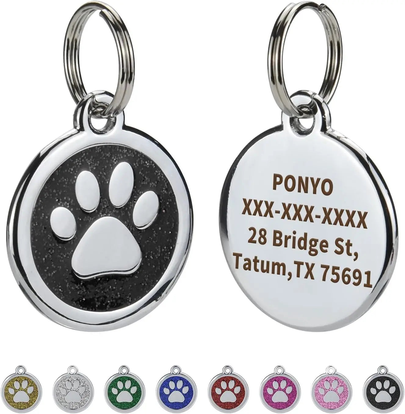 Médaille personnalisée pour chien et chat (Forme Ronde avec Patte au Centre)