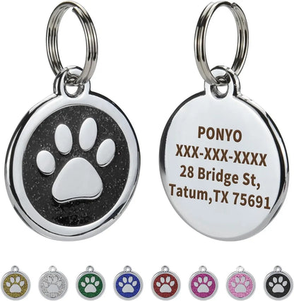 Médaille personnalisée pour chien et chat (Forme Ronde avec Patte au Centre)