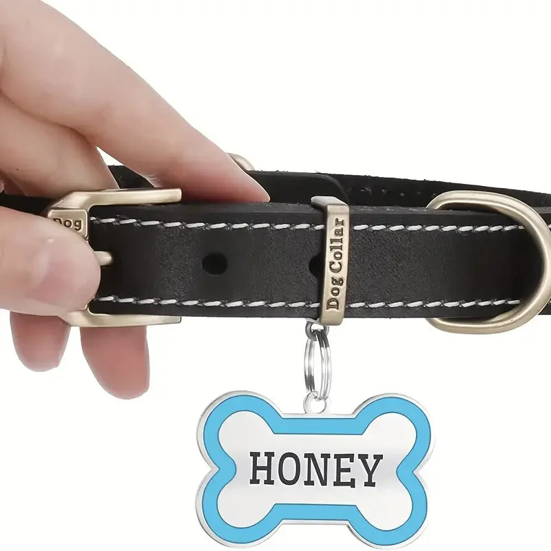 Médaille Personnalisée pour Chien et Chat (Forme Os Contour Coloré)