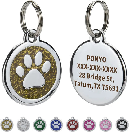 Médaille personnalisée pour chien et chat (Forme Ronde avec Patte au Centre)