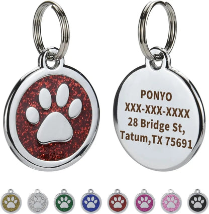 Médaille personnalisée pour chien et chat (Forme Ronde avec Patte au Centre)