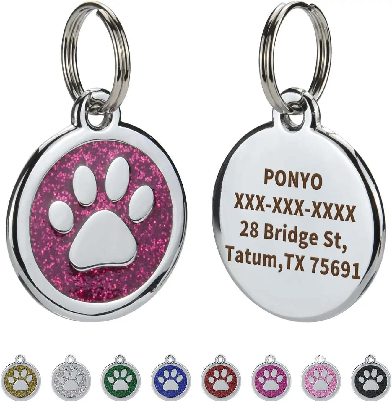 Médaille personnalisée pour chien et chat (Forme Ronde avec Patte au Centre)