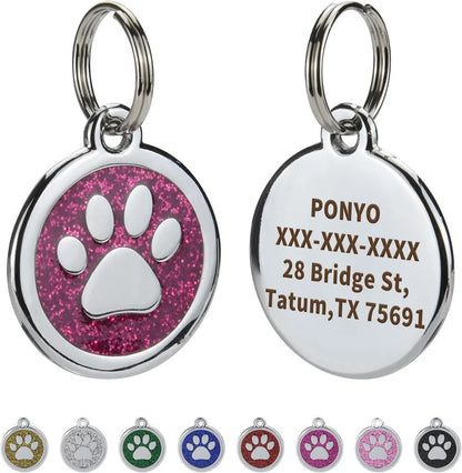 Médaille personnalisée pour chien et chat (Forme Ronde avec Patte au Centre)