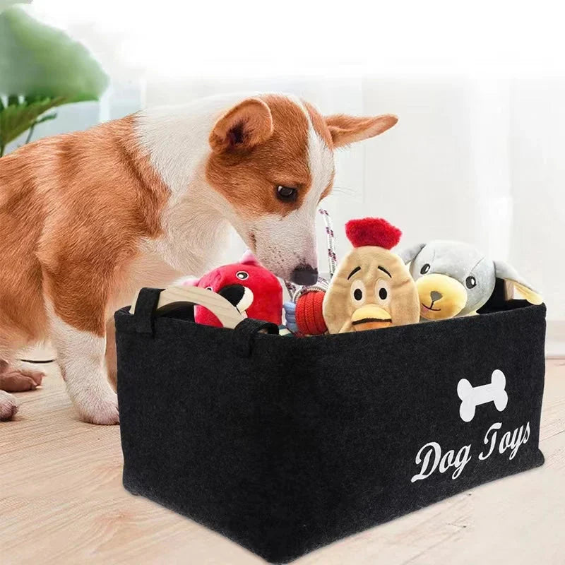 Boîte de rangement de jouets en feutre pour animaux de compagnie